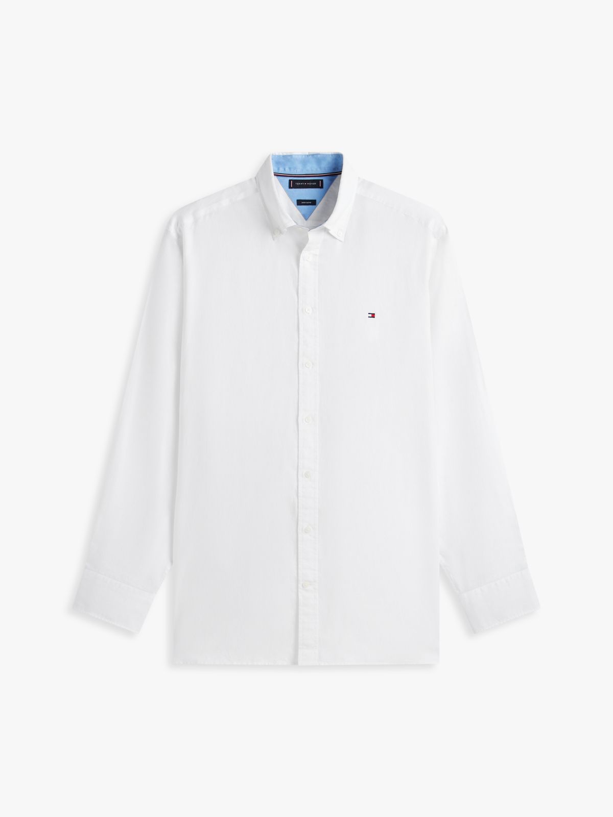 Plus Regular Fit Linen Blend Button-Down Shirt — White