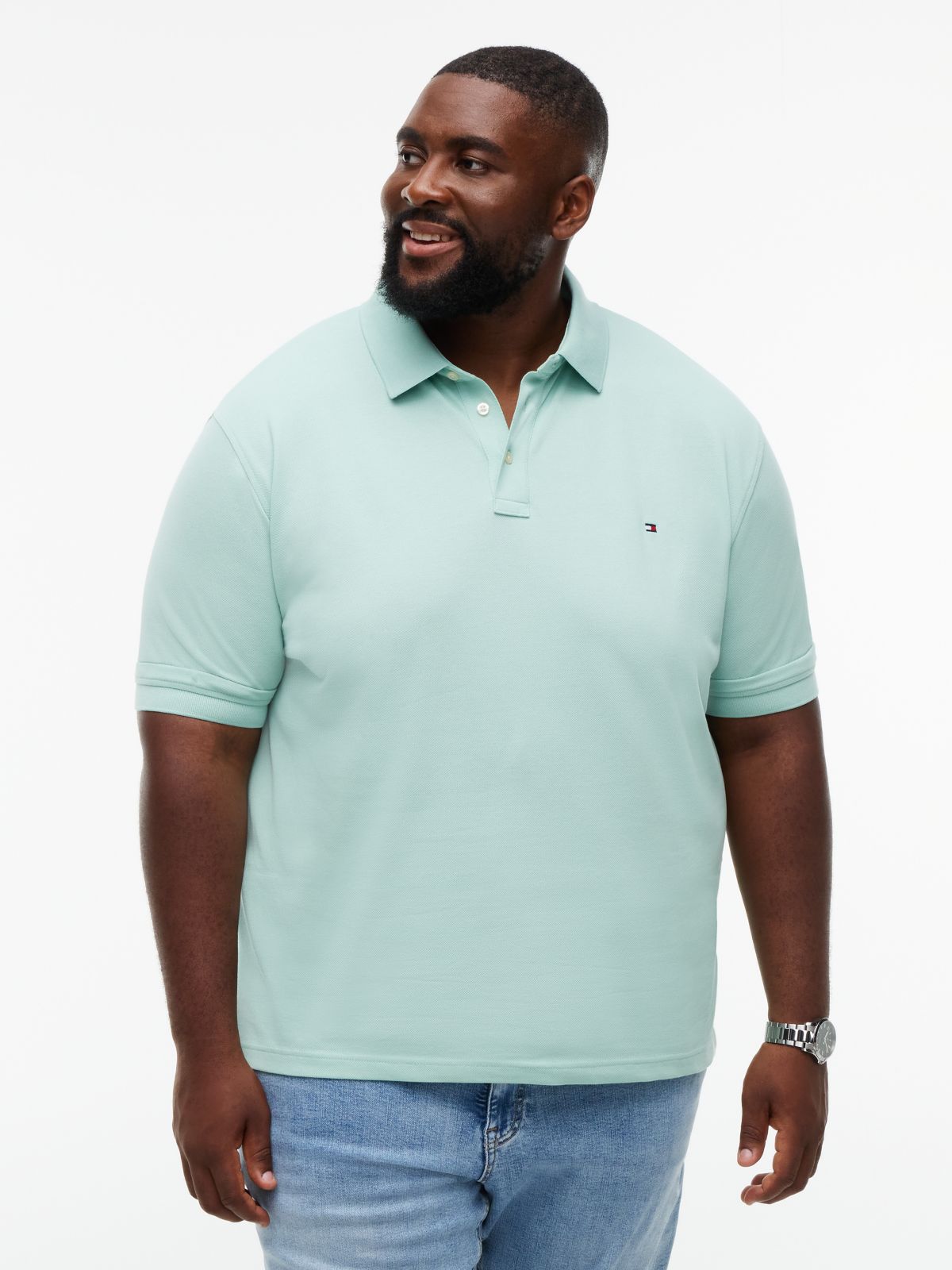 Plus 1985 Regular Fit Pique Polo Shirt — Green