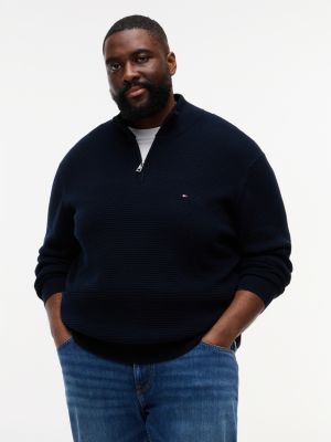 blue plus mock neck mit viertel-reißverschluss für herren - tommy hilfiger
