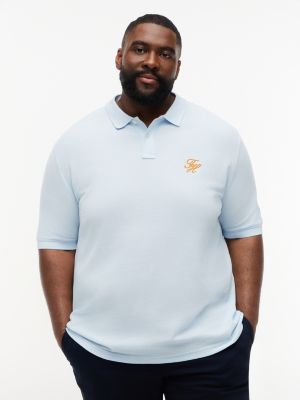 blue plus regular fit logo pique polo shirt for men tommy hilfiger