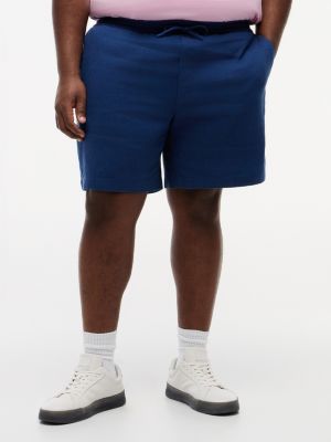 short chino plus dover en lin mélangé couture intérieure 20 cm blue pour hommes tommy hilfiger