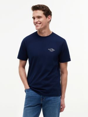 t-shirt en jersey à logo au dos blue pour hommes tommy hilfiger