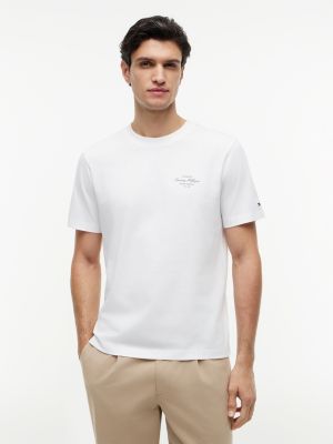 t-shirt in jersey con logo sul retro white da uomini tommy hilfiger