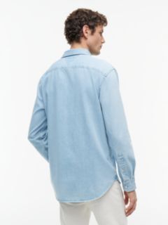 Relaxed Fit Embroidery Denim Shirt — Blue 4