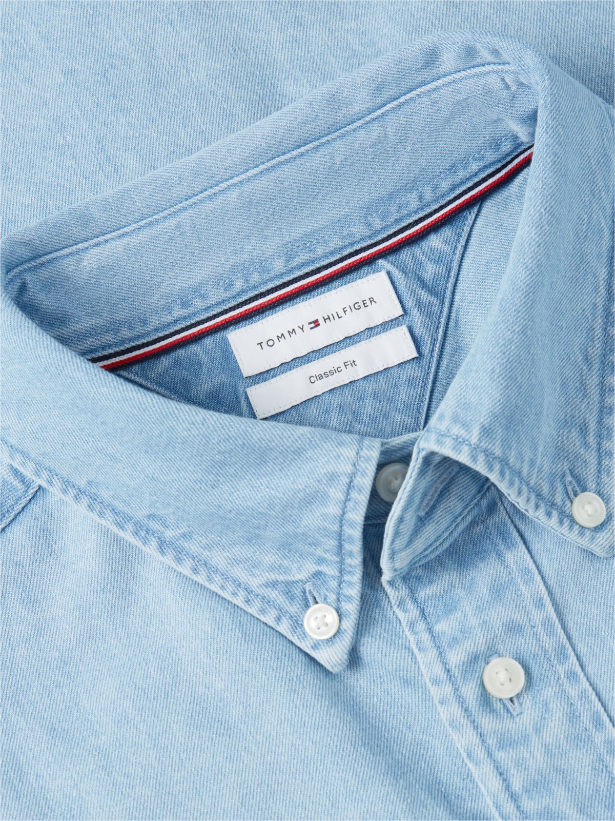 Relaxed Fit Embroidery Denim Shirt — Blue