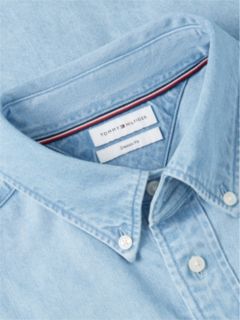 Relaxed Fit Embroidery Denim Shirt — Blue 6