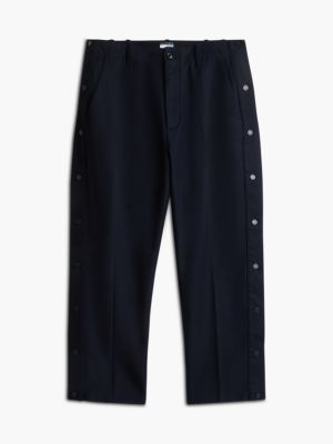 blue tommy hilfiger x frgmt snap-button relaxed chinos for men tommy hilfiger