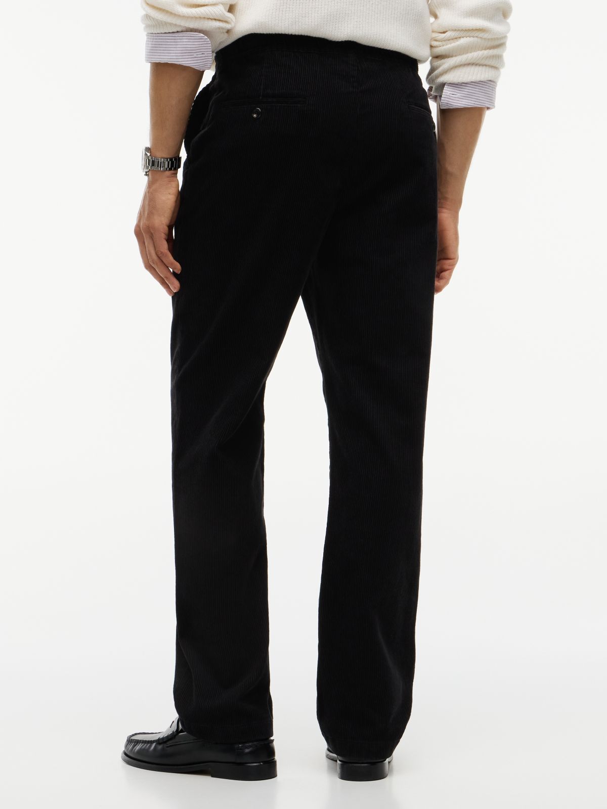 Dover Regular Straight Elasticated Corduroy Chinos — Black