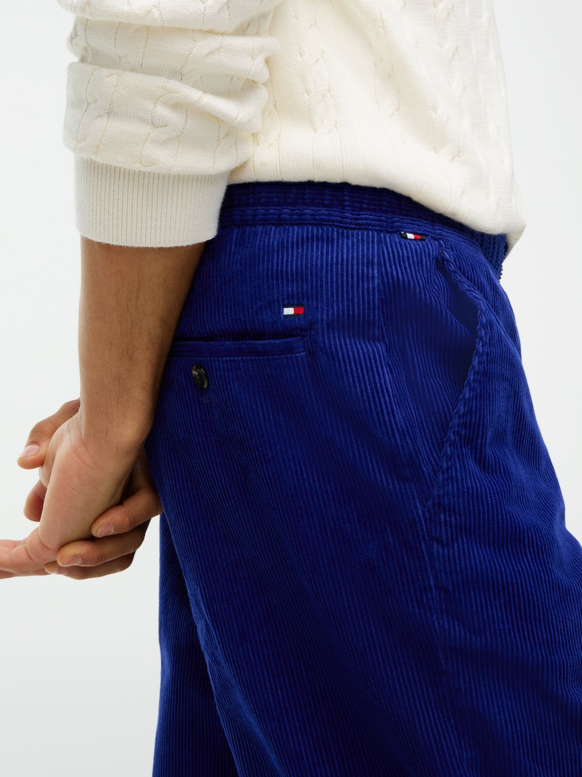 Dover Regular Straight Elasticated Corduroy Chinos — Blue