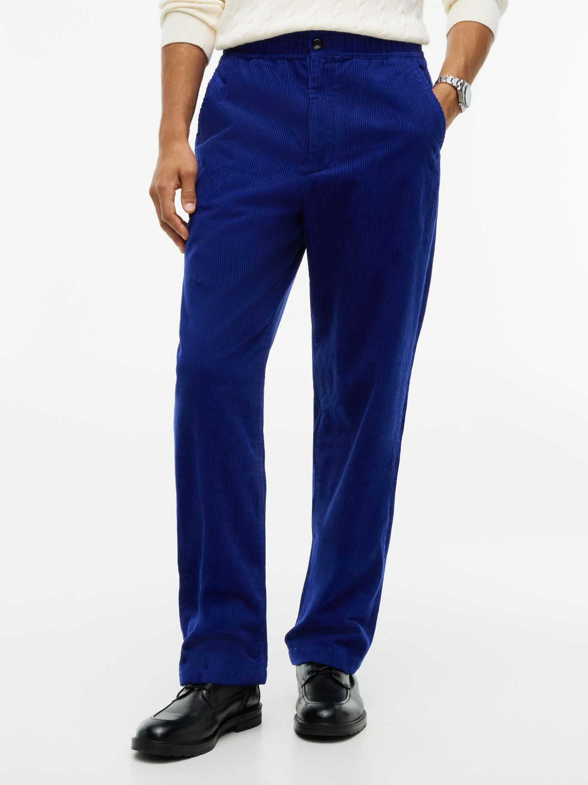 Dover Regular Straight Elasticated Corduroy Chinos — Blue