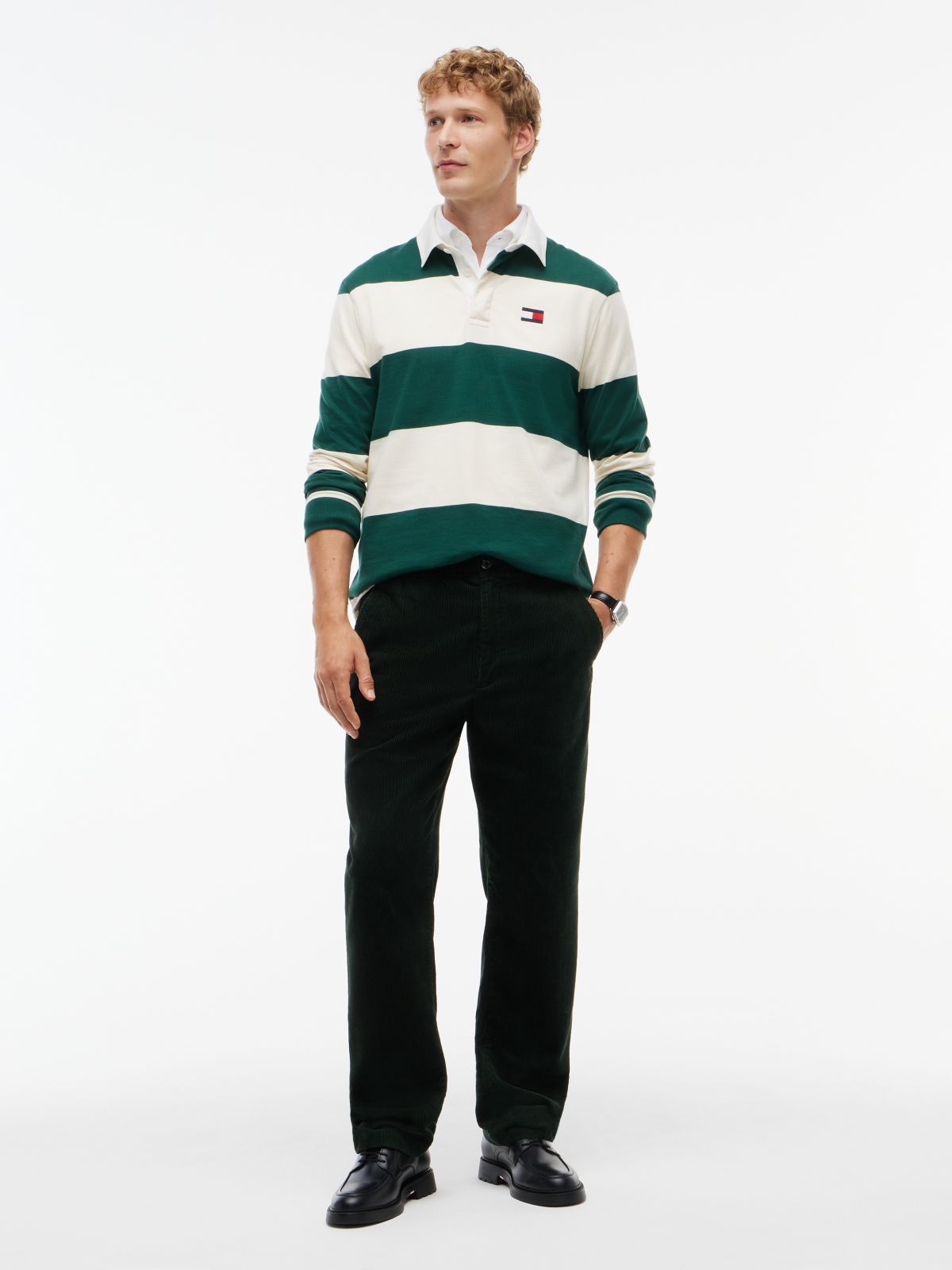 Dover Regular Straight Elasticated Corduroy Chinos — Green