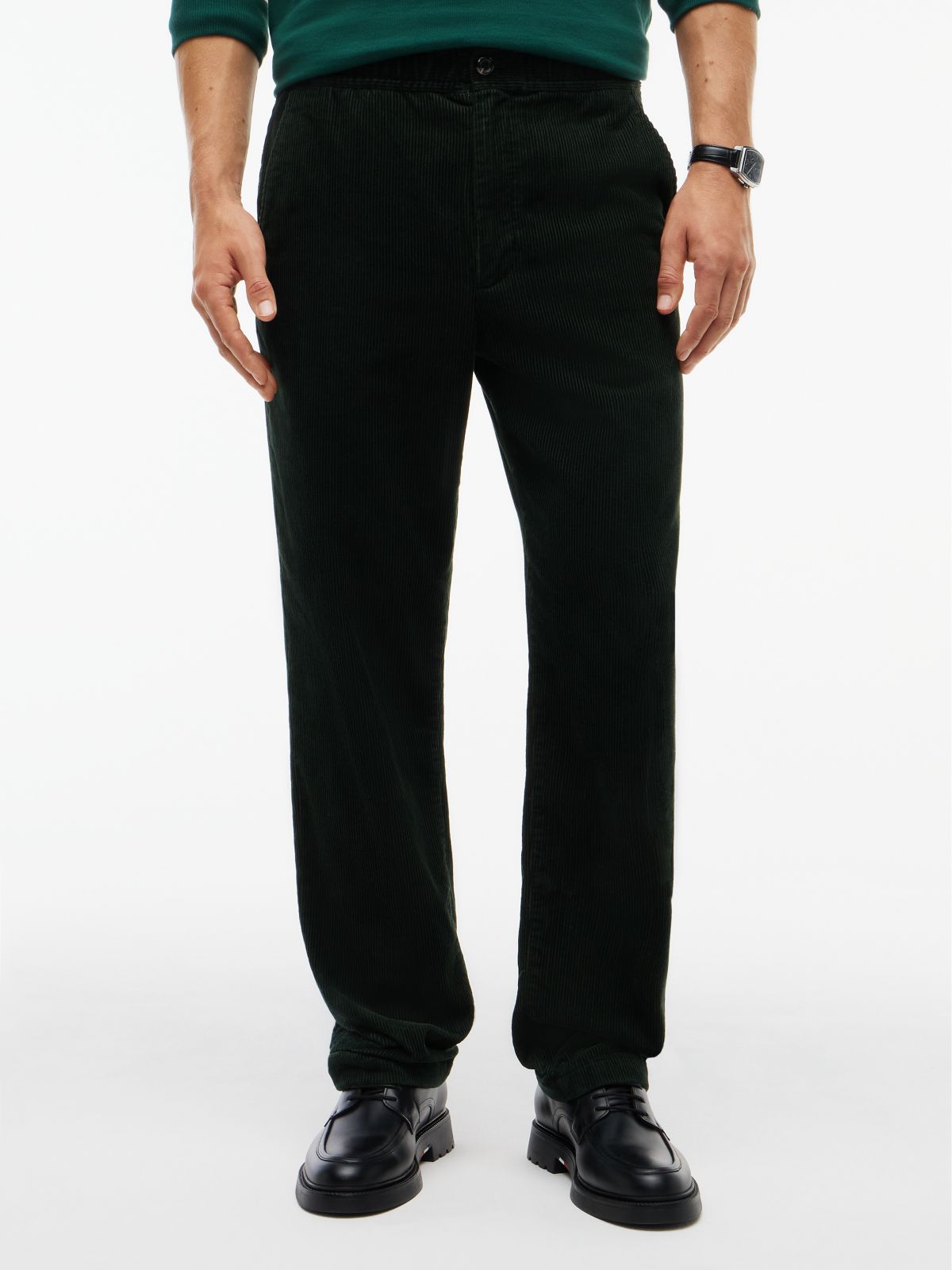 Dover Regular Straight Elasticated Corduroy Chinos — Green