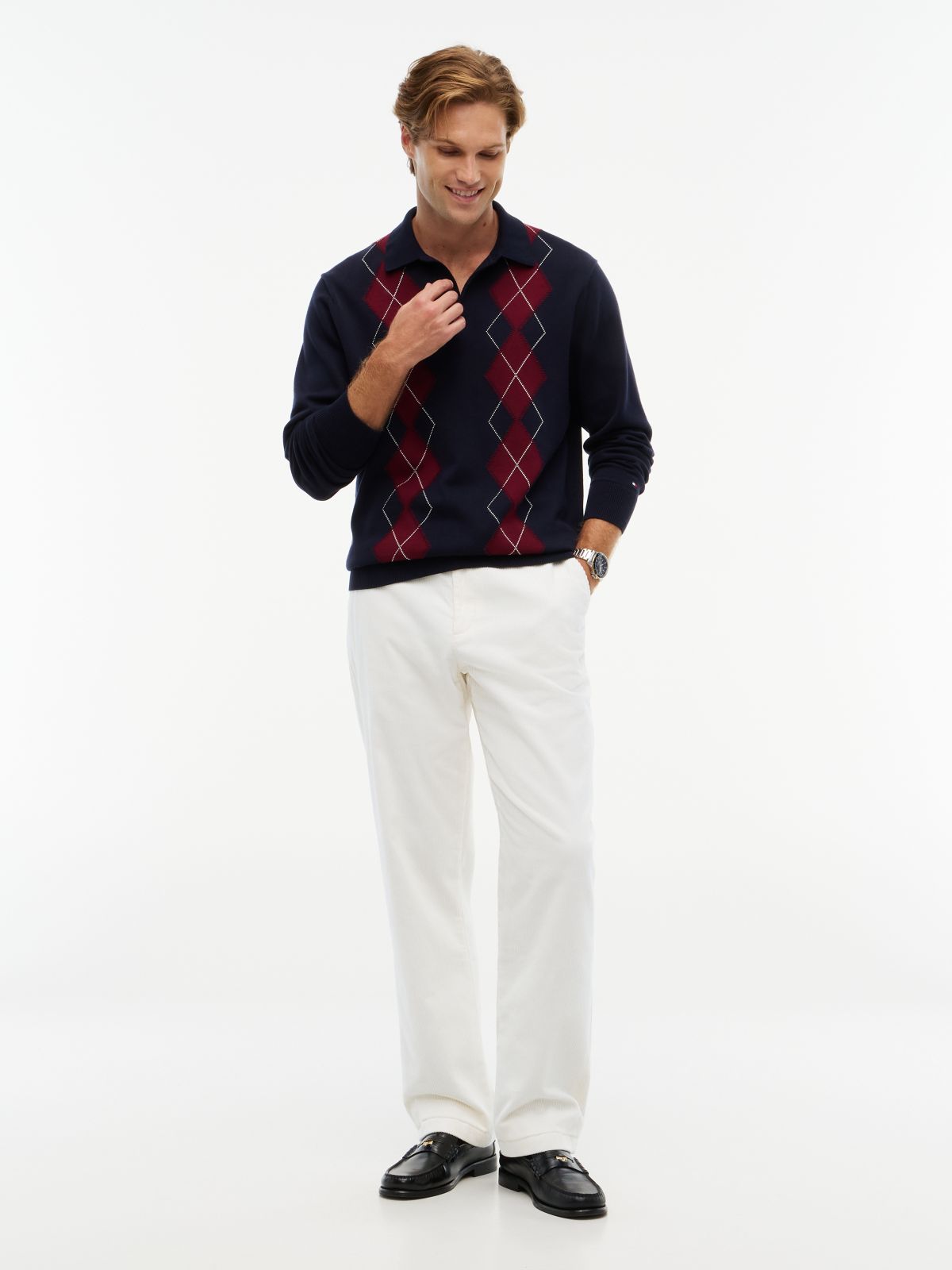 Dover Regular Straight Elasticated Corduroy Chinos — White
