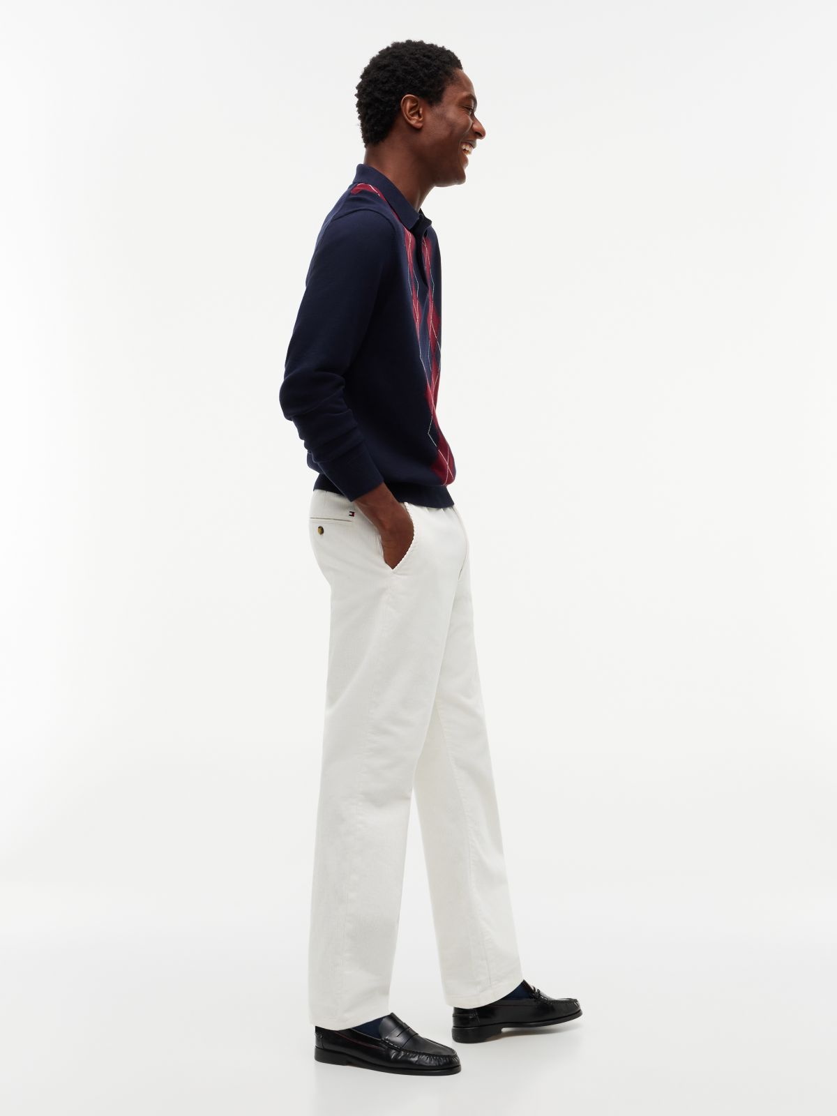 Dover Regular Straight Elasticated Corduroy Chinos — White