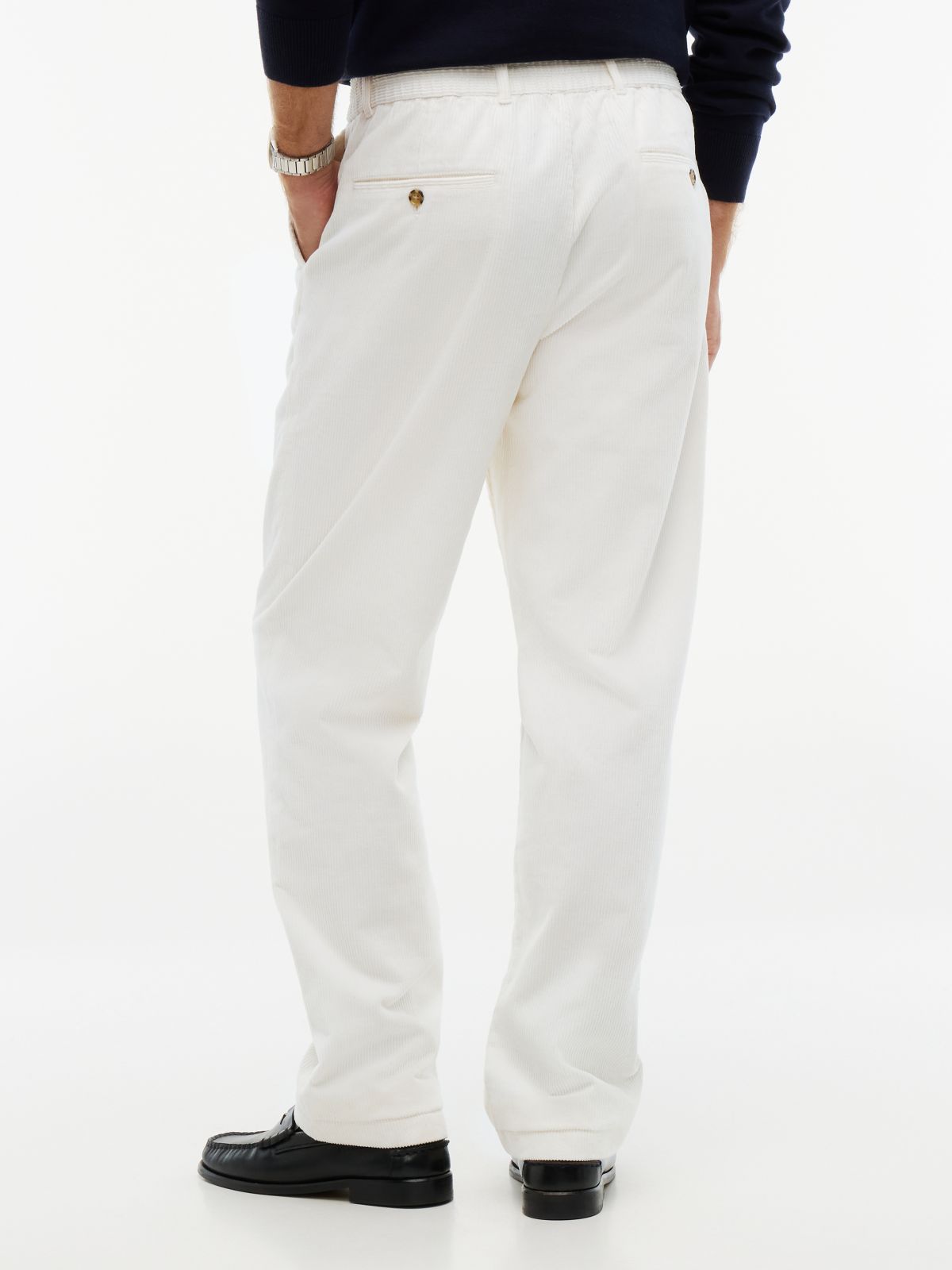 Dover Regular Straight Elasticated Corduroy Chinos — White