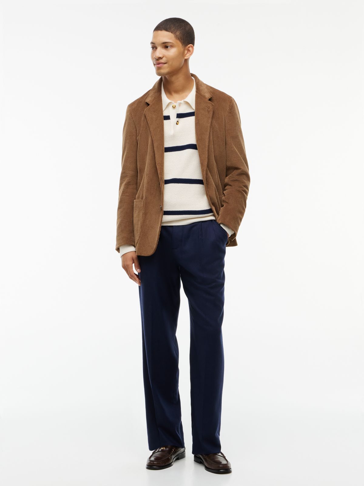 Dover Regular Straight Wool Blend Chinos — Blue