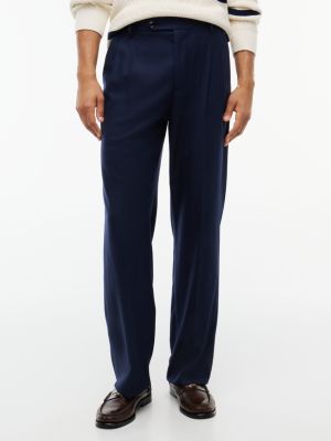 blue dover regular straight wool blend chinos for men tommy hilfiger