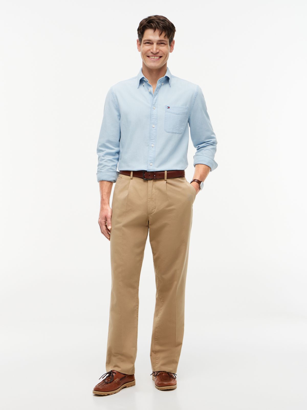Dover Regular Straight Leg Washed Chinos — Beige