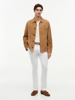 Suede Embossed Logo Chore Jacket — Brown 2
