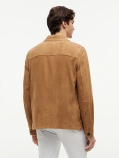Suede Embossed Logo Chore Jacket — Brown 4
