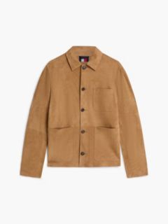 Suede Embossed Logo Chore Jacket — Brown 5