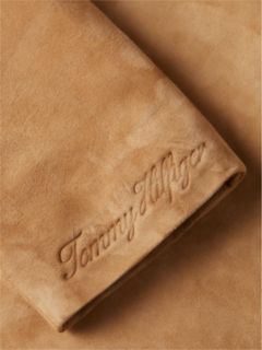 Suede Embossed Logo Chore Jacket — Brown 6