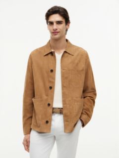 Suede Embossed Logo Chore Jacket — Brown 1