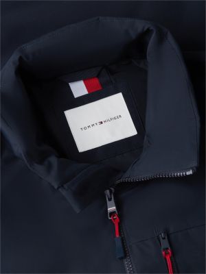 blue logo collar zip-thru jacket for men tommy hilfiger