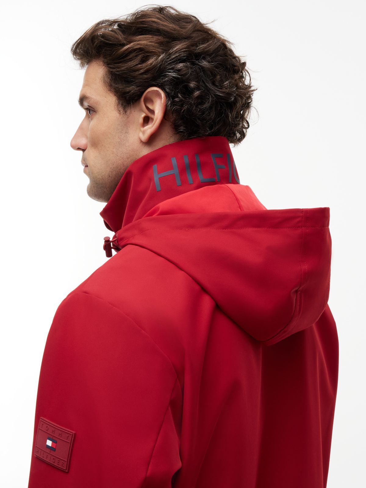 Logo Collar Zip-Thru Jacket — Red