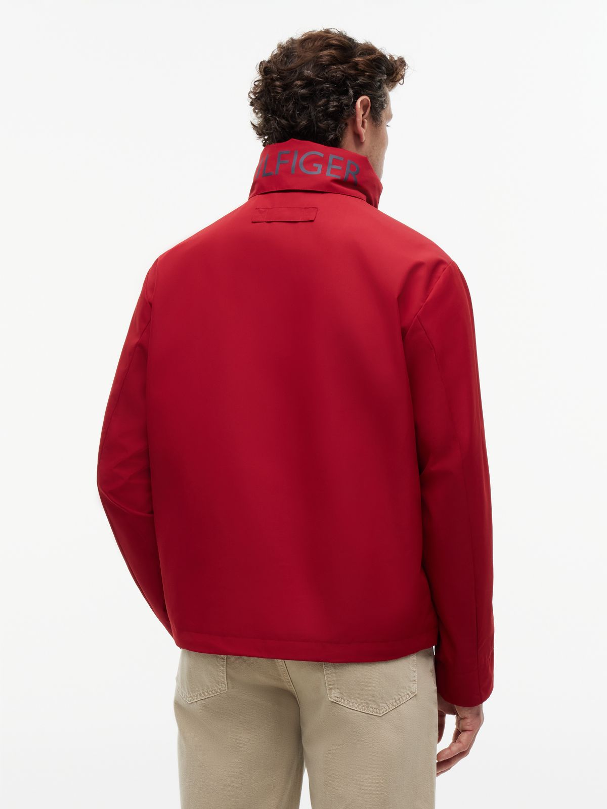 Logo Collar Zip-Thru Jacket — Red
