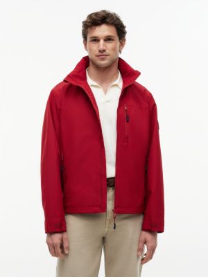 red logo collar zip-thru jacket for men tommy hilfiger