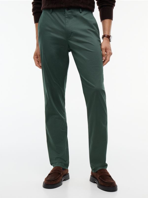 Denton Slim Straight Leg Textured Chinos — Green