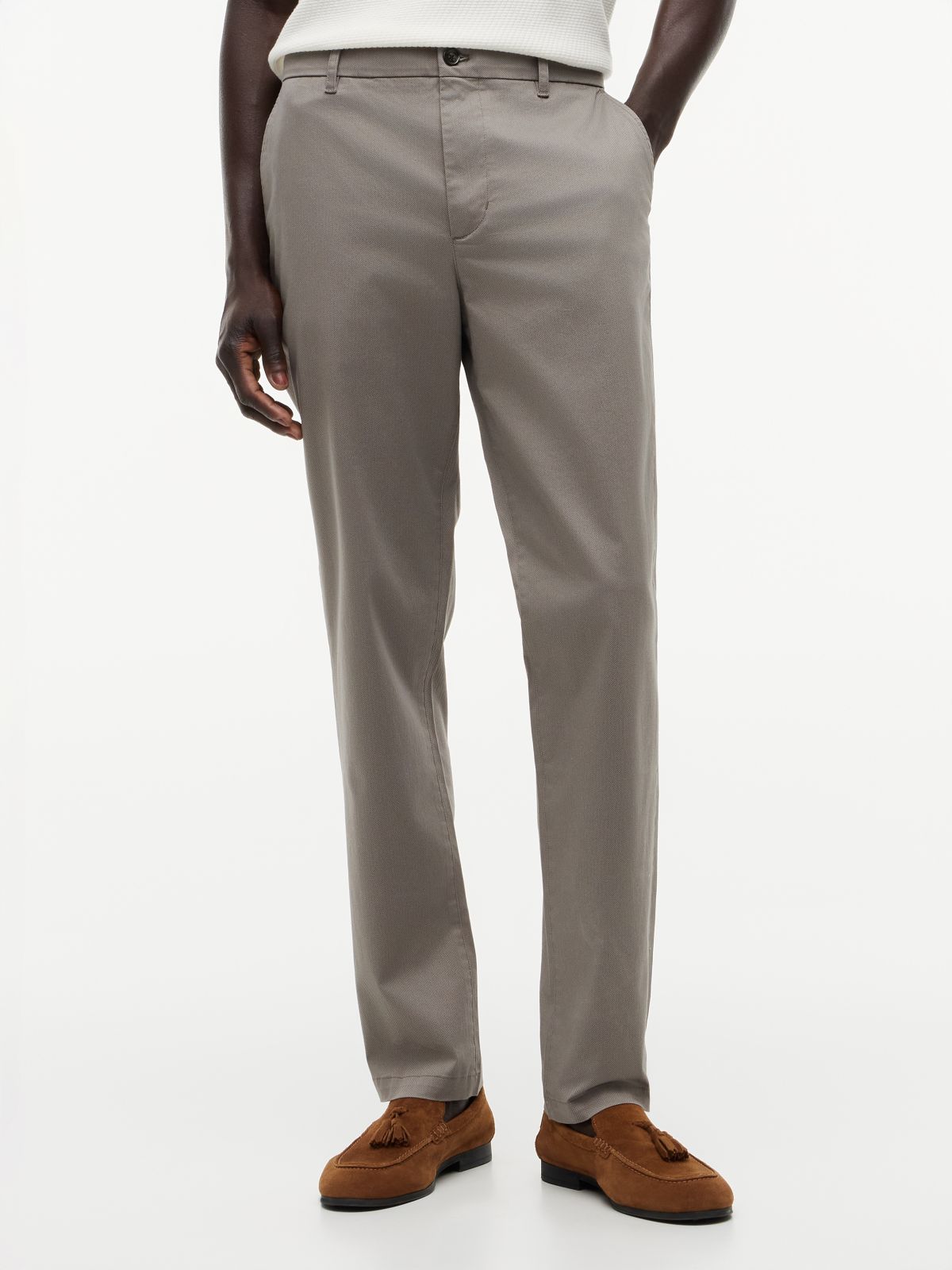 Denton Slim Straight Leg Textured Chinos — Grey