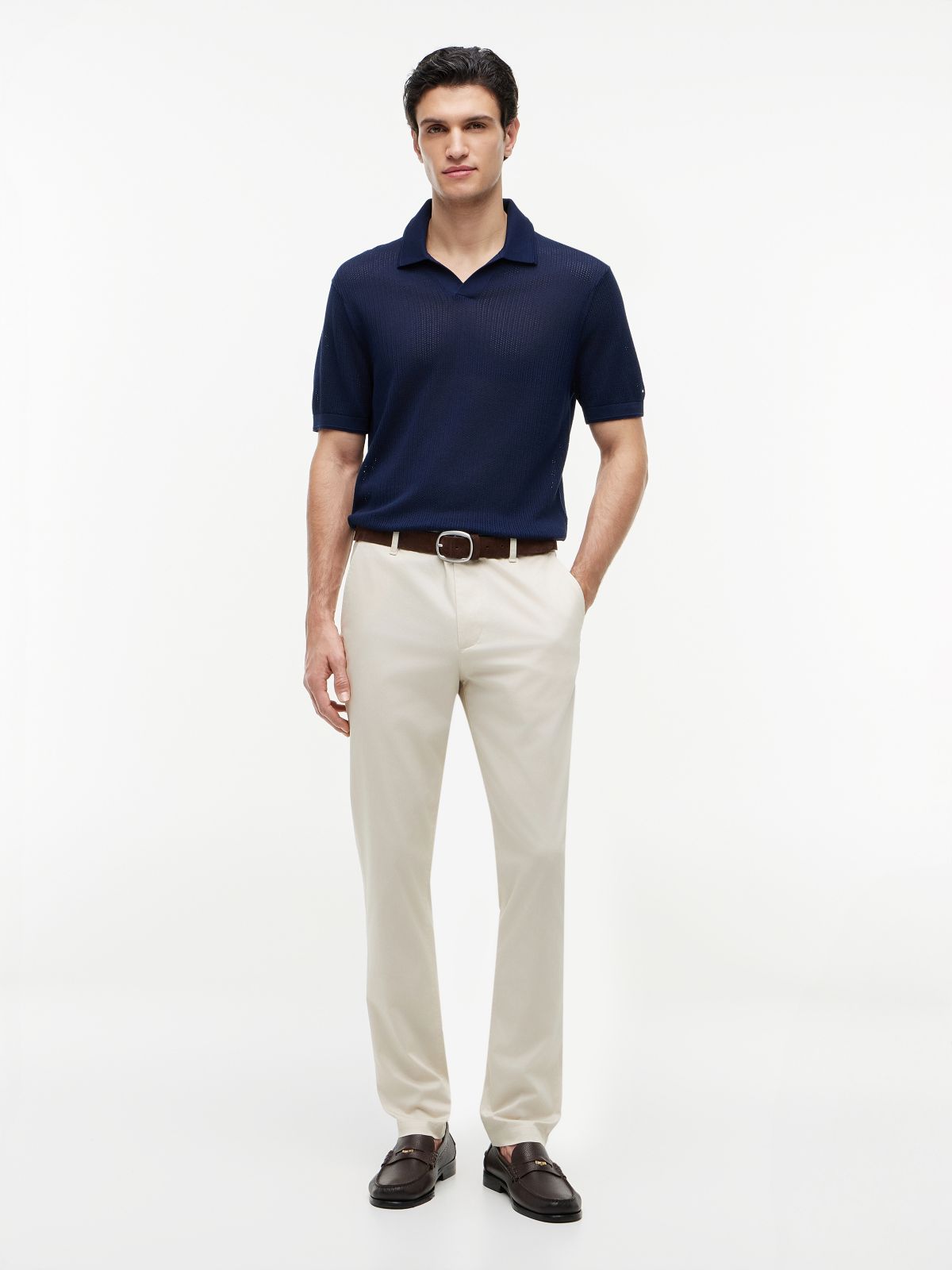 Bleecker Slim Textured Chinos — Beige