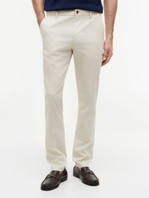 pantaloni chino bleecker slim fit a trama stampata beige da uomini tommy hilfiger