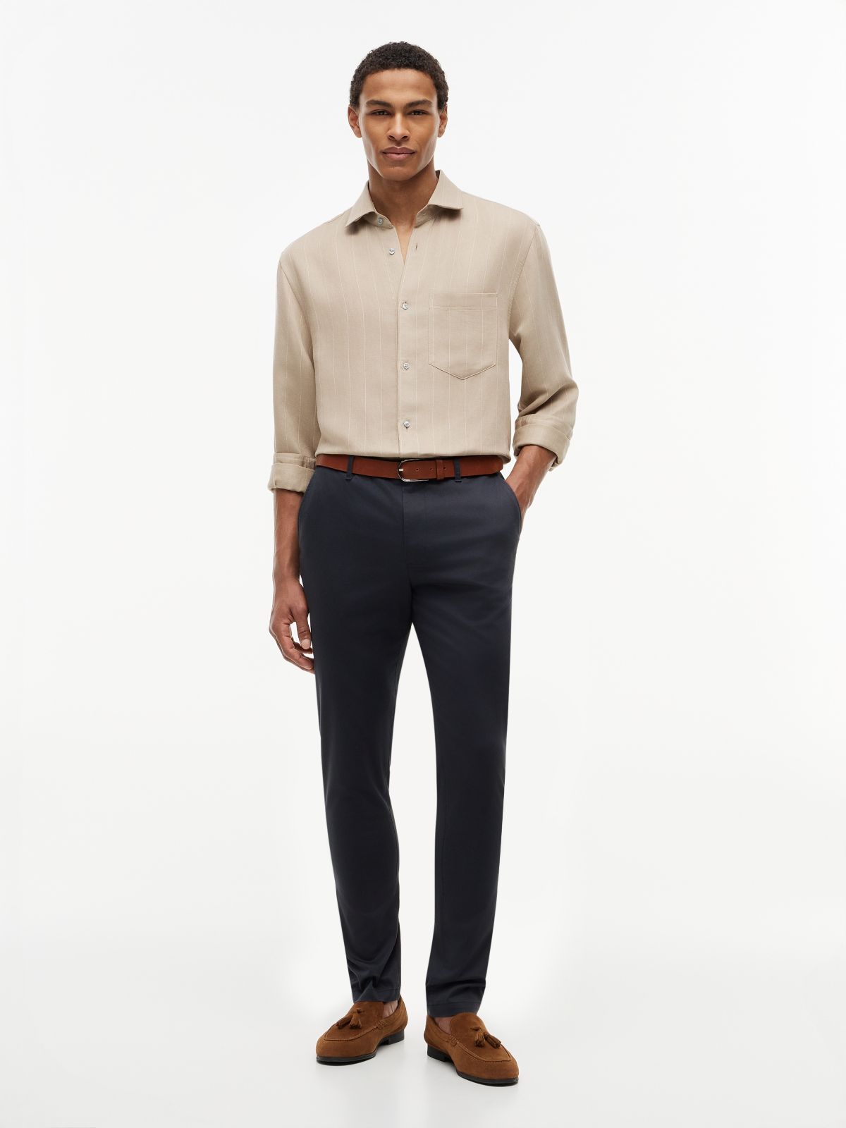 Bleecker Slim Textured Chinos — Blue