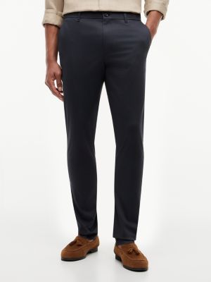 pantaloni chino bleecker slim fit a trama stampata denim da uomini tommy hilfiger