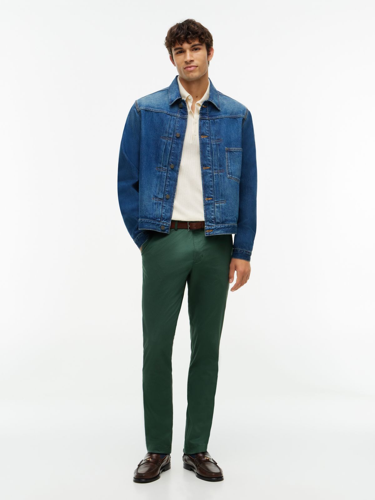 Bleecker Slim Textured Chinos — Green