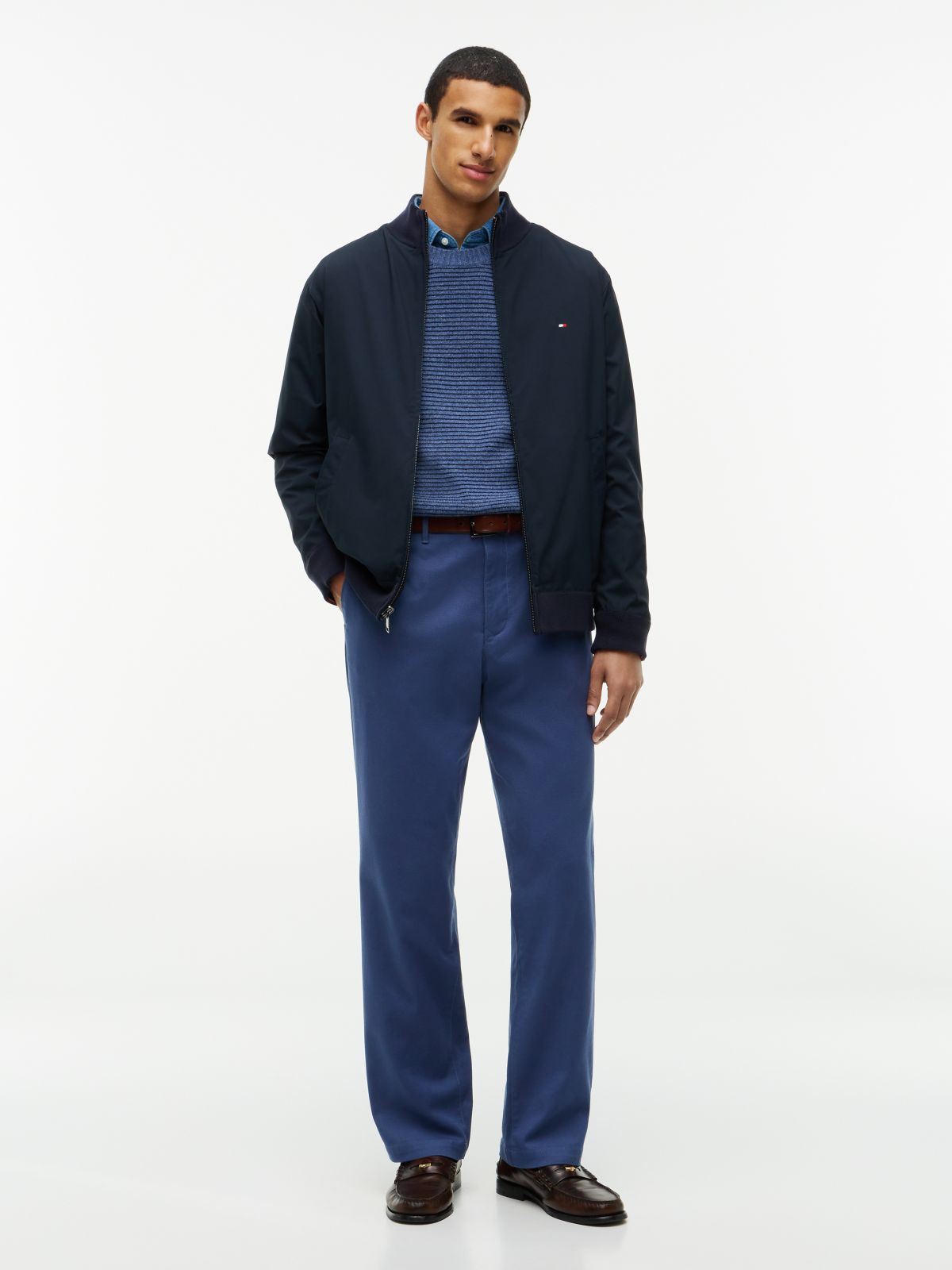 Dover Regular Straight Open Structured Chinos — Blue