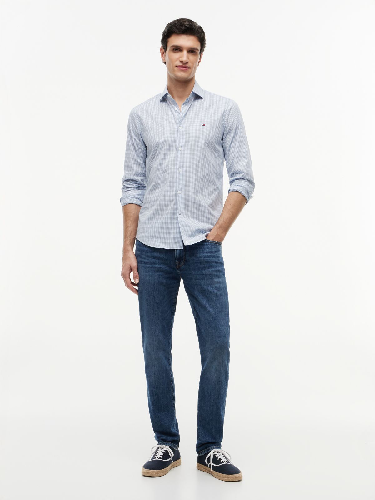 Denton Slim Straight Whiskered Jeans — Blue