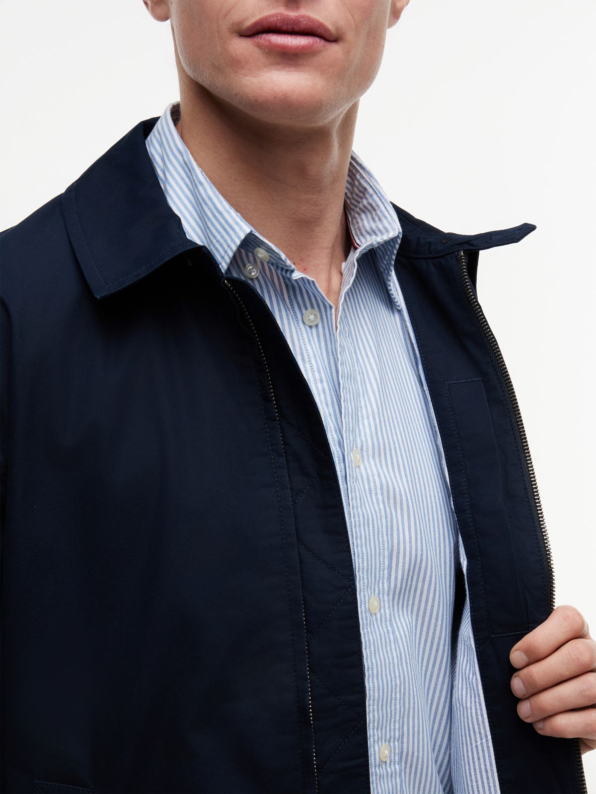 Lightweight Flag Embroidery Zip-Thru Ivy Jacket — Blue