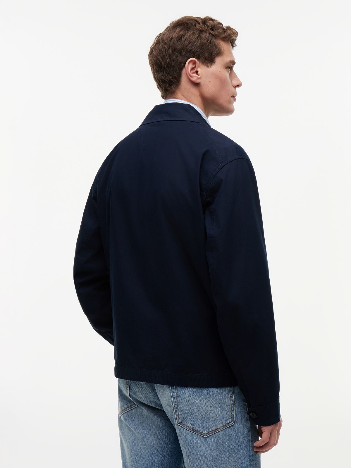 Lightweight Flag Embroidery Zip-Thru Ivy Jacket — Blue