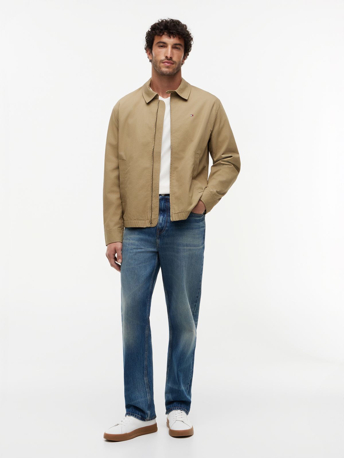 Lightweight Flag Embroidery Zip-Thru Ivy Jacket — Brown
