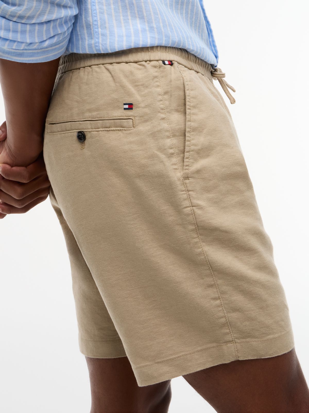 Dover Regular Straight Linen Blend Chino Shorts — Beige