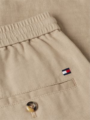 beige dover regular straight fit chino-shorts aus leinenmix für herren - tommy hilfiger