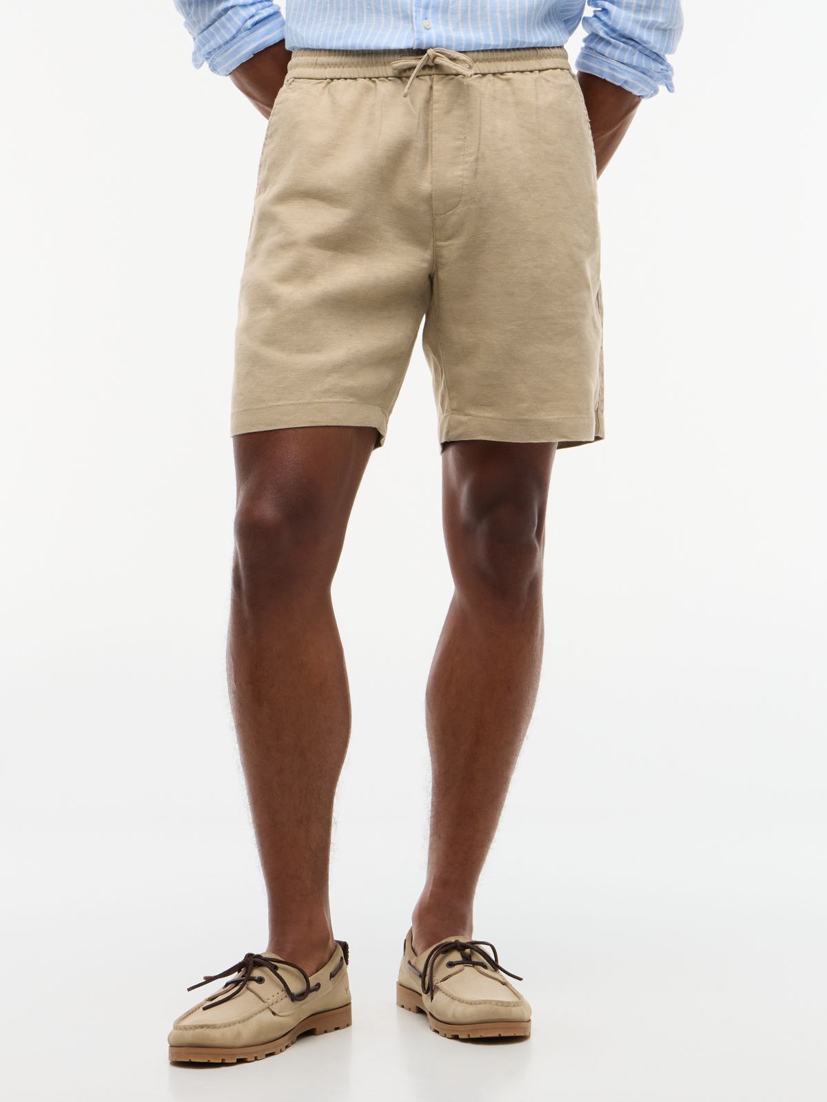 Dover Regular Straight Linen Blend Chino Shorts — Beige