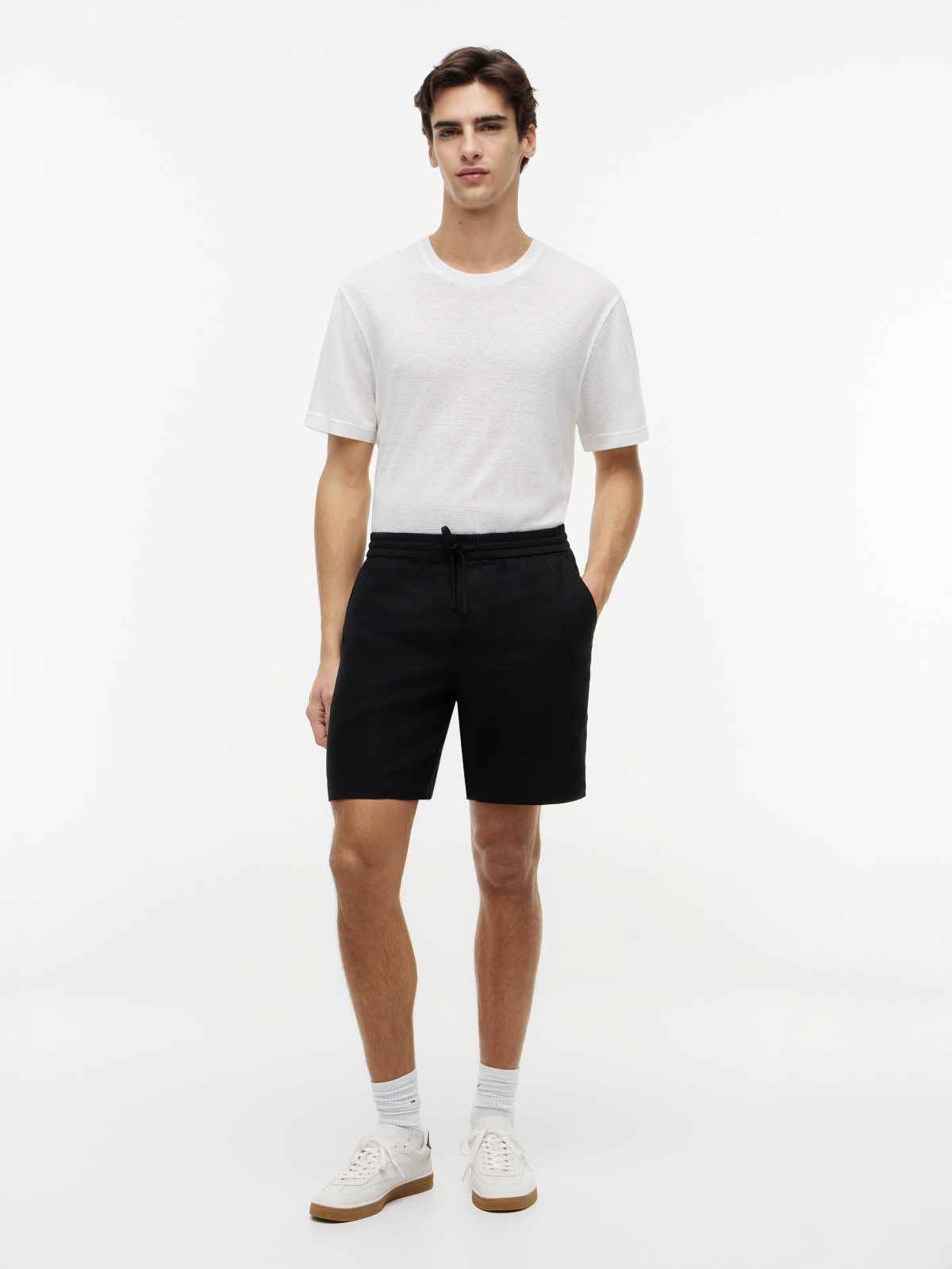 Dover Regular Straight Linen Blend Chino Shorts — Black