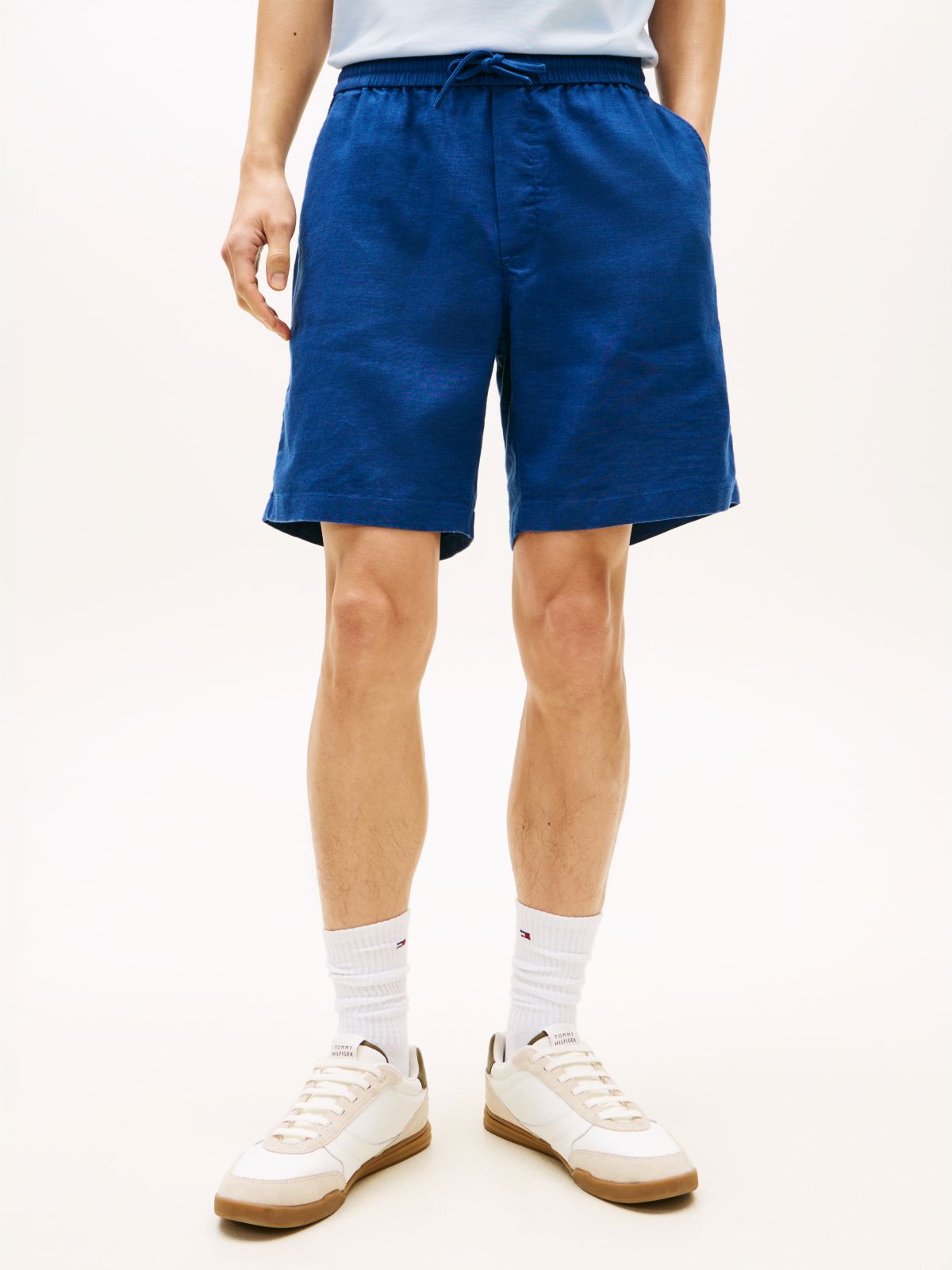 Dover Regular Straight Linen Blend Chino Shorts — Blue