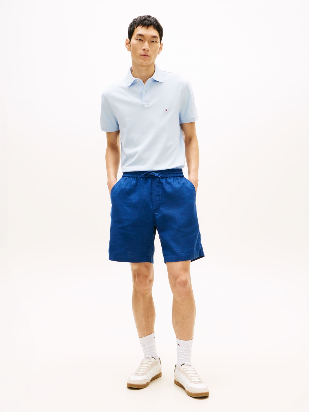 Dover Regular Straight Linen Blend Chino Shorts — Blue