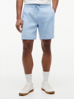 blue dover linen blend 8 inseam chino shorts for men tommy hilfiger